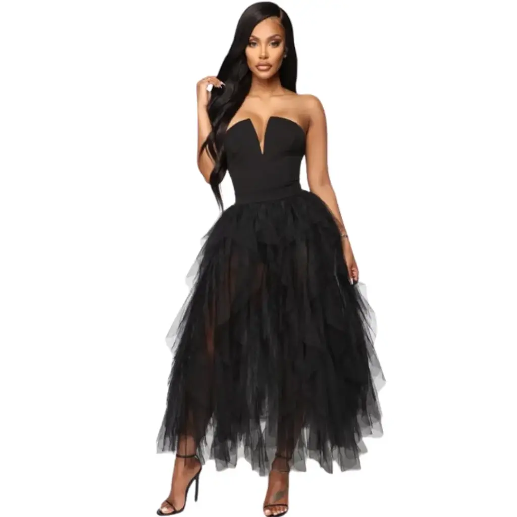 Vestido Fashion Nova C Negro Tul T M
