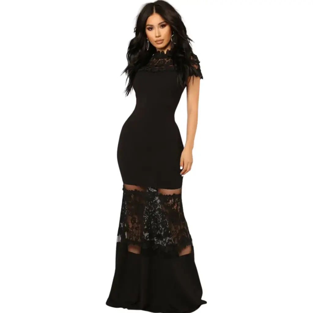 [113173] Vestido Fashion Nova C Negro con encaje T 1X