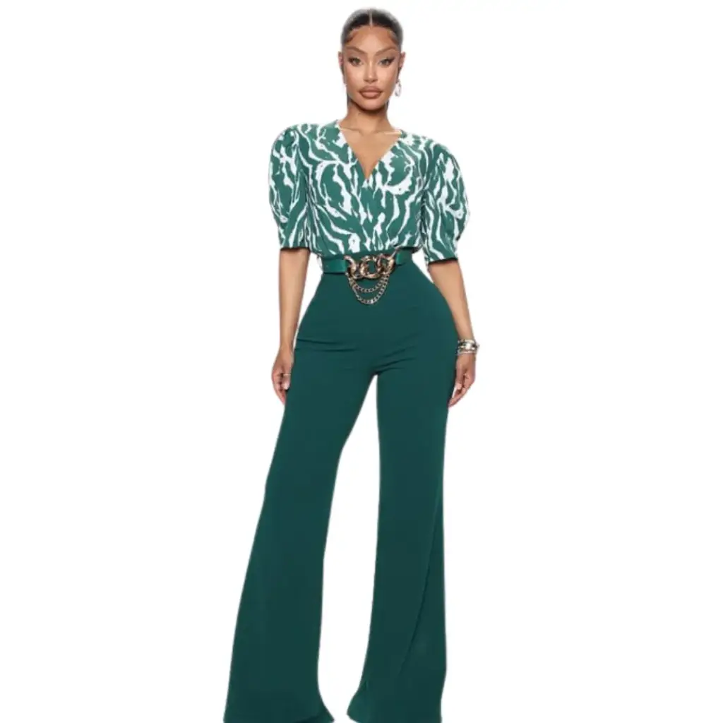 Palazzo Fashion Nova C Verde- Blanco T S