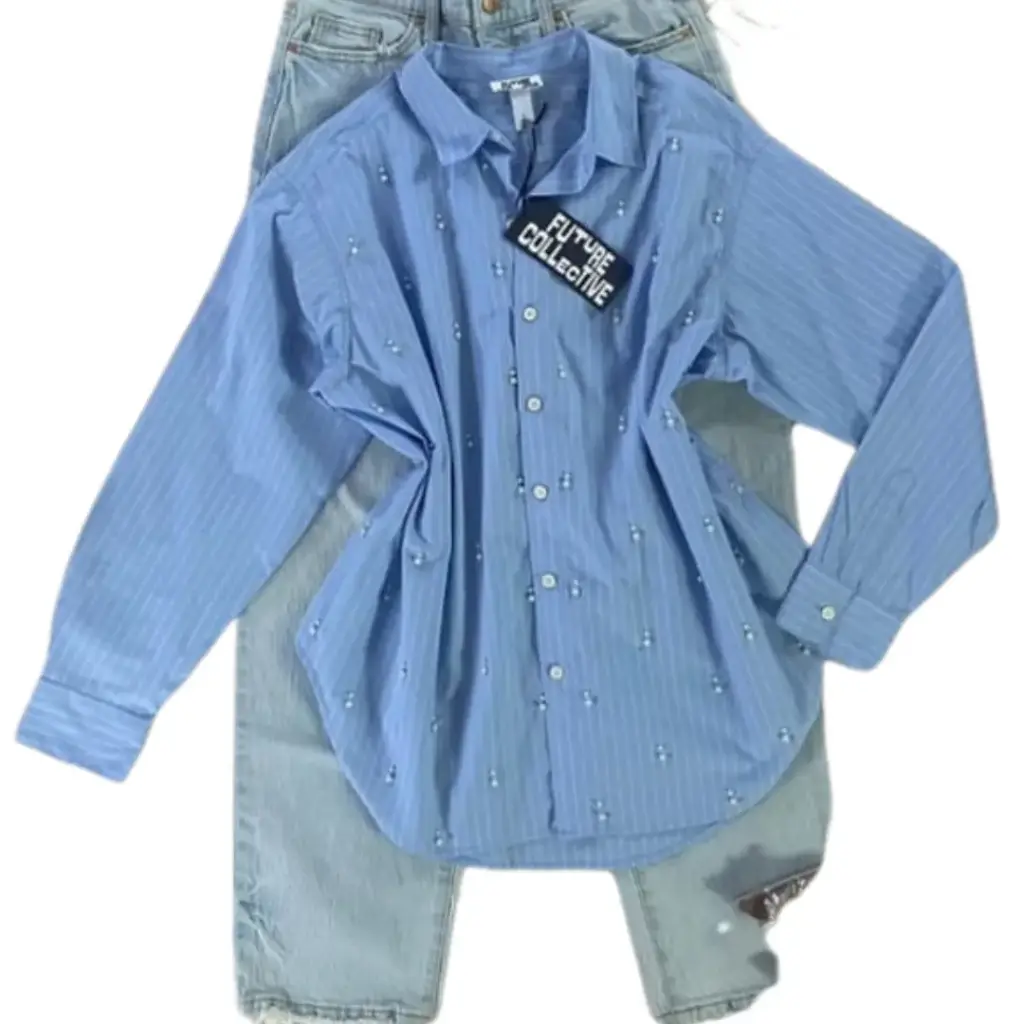 Blusa Future Collective C Azul con perlas T M