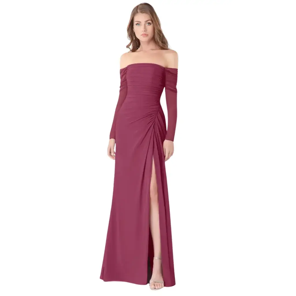 [626170] Vestido Azazie Manga Larga C Vino T 8