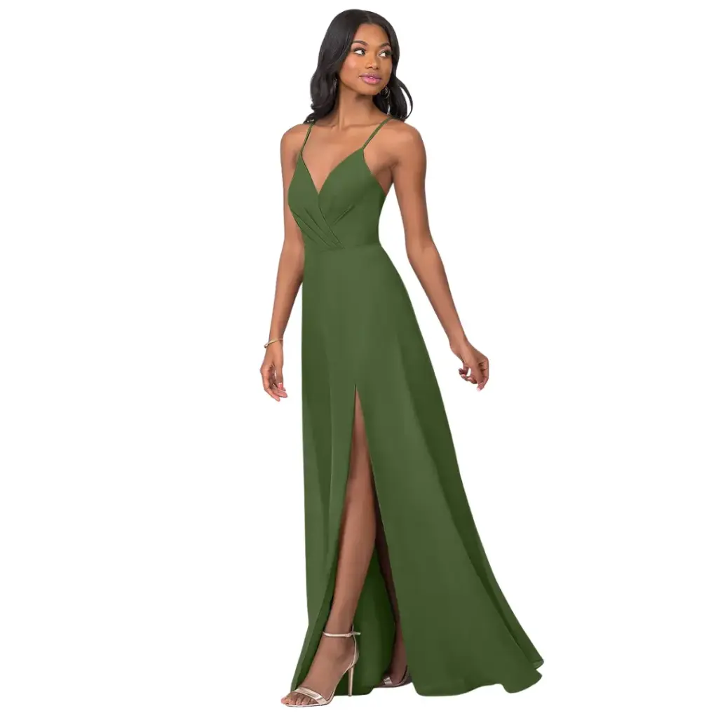 [736767] Vestido Azazie C Verde oliva T 8