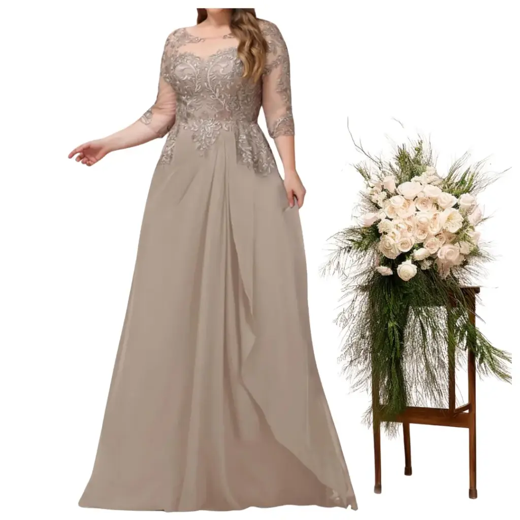 Vestido Azazie Encaje C Taupe T 24