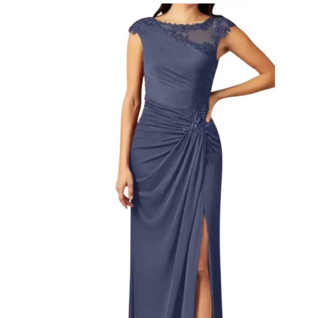 Vestido Azazie Encaje C Azul T 0