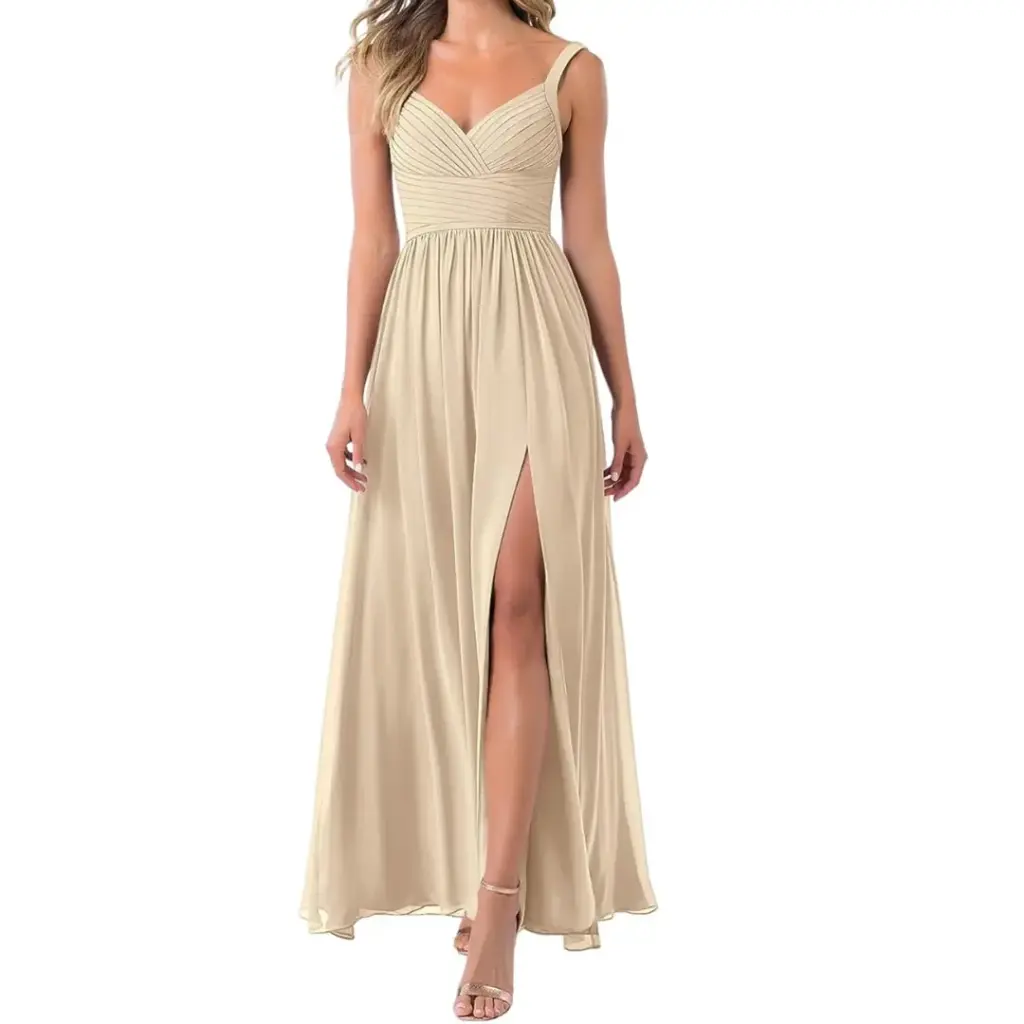 Vestido Azazie C Beige T16