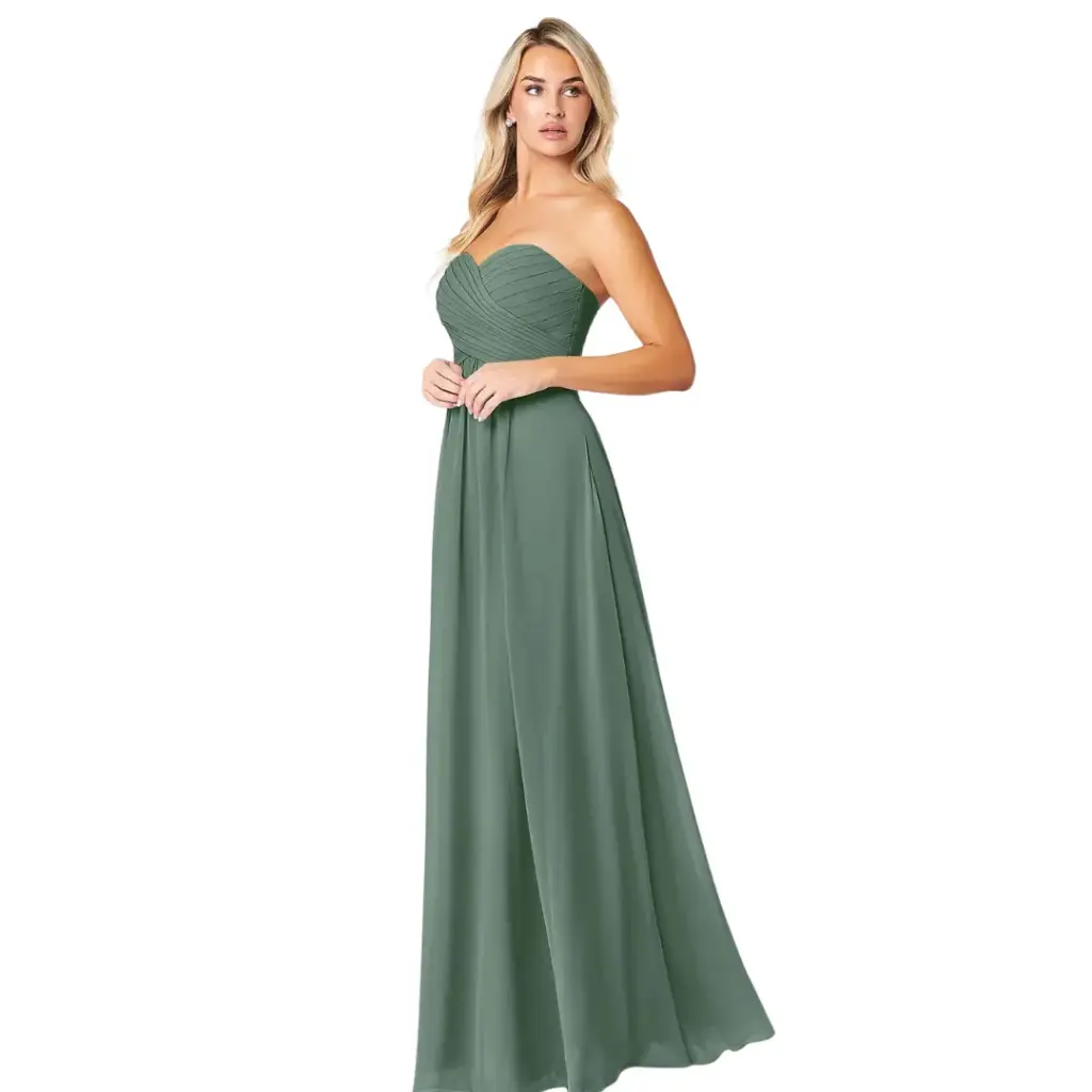 Vestido Azazie C Verde Eucalipto T 14