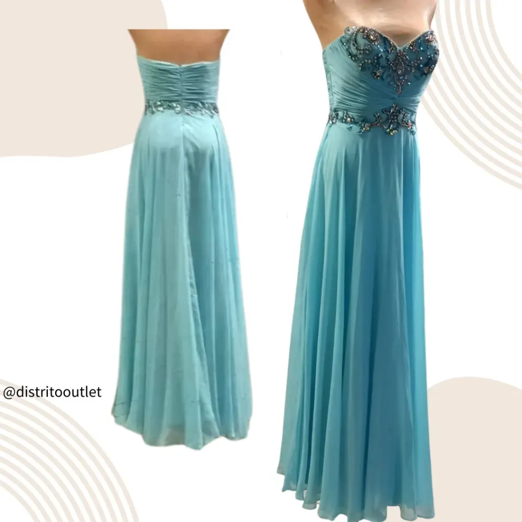 [011208] Vestido XV C Azul agua T 10