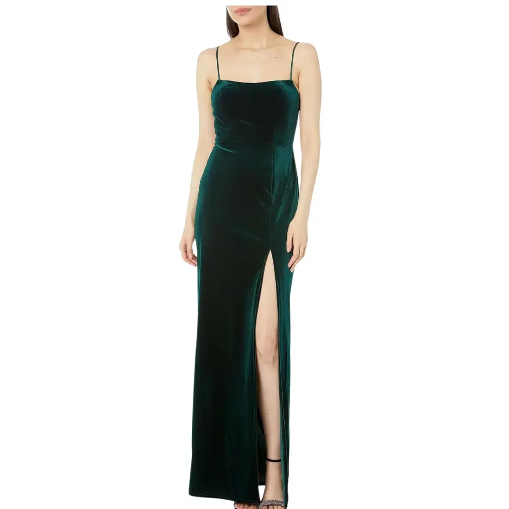 Vestido terciopelo Azazie C Verde esmeralda T L