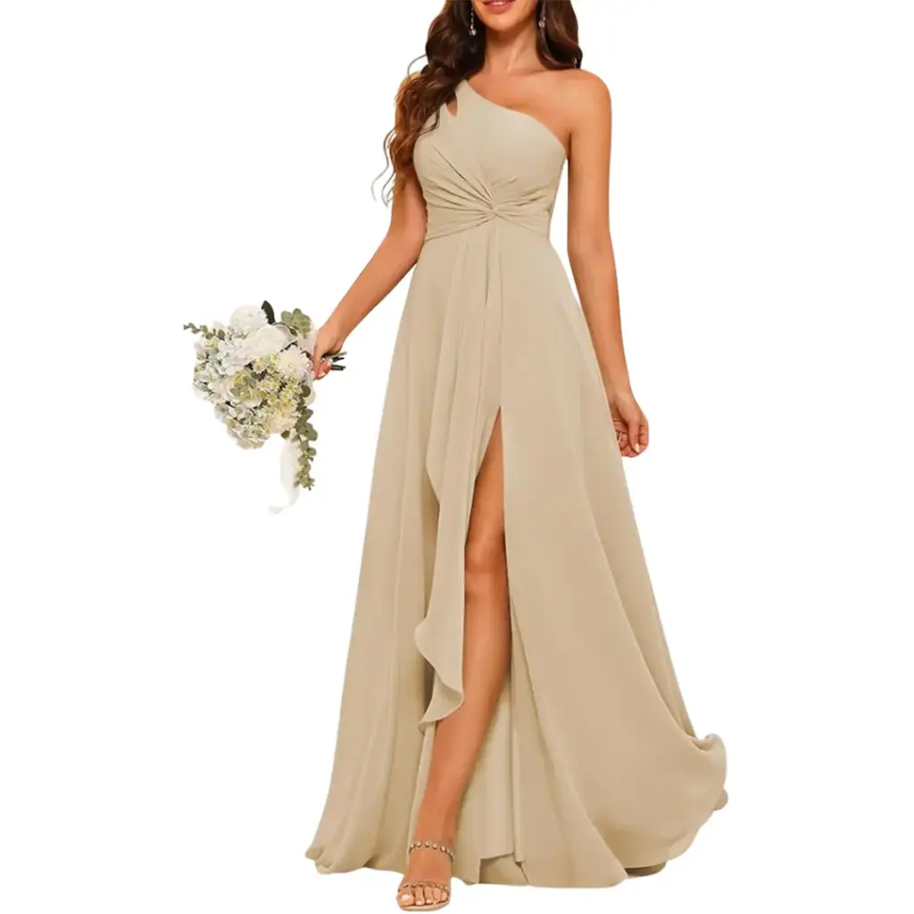 Vestido Azazie C Beige T S