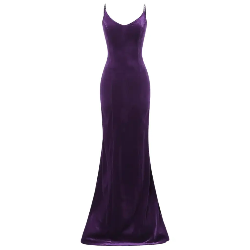 Vestido terciopelo Azazie C Morado T L