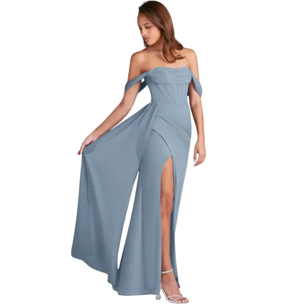 Vestido Azazie C Azul Dusty T M