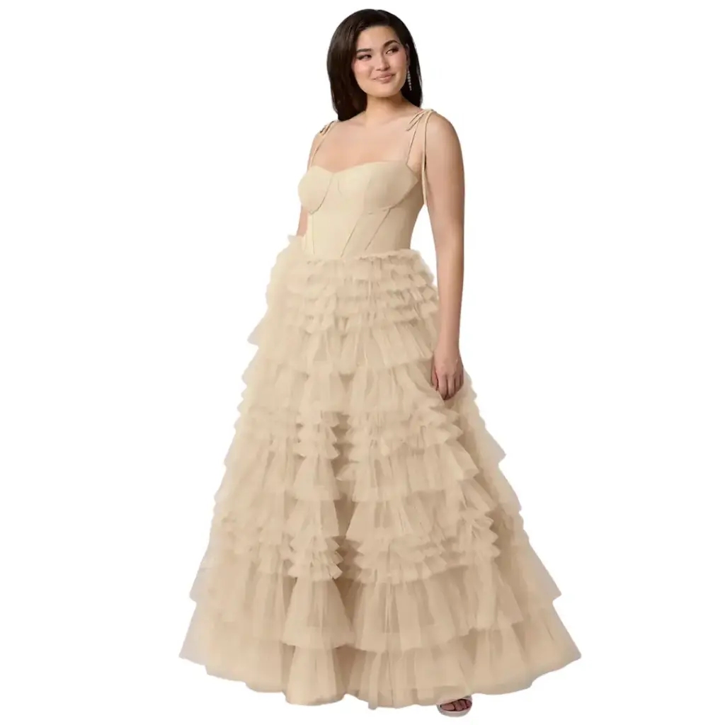 Vestido Azazie C Beige T XXL