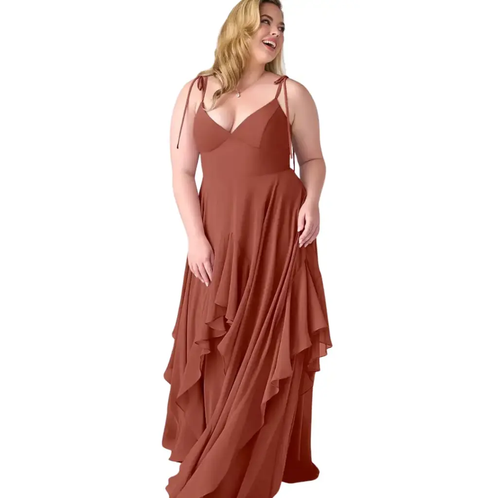 Vestido Azazie C Terracota T L