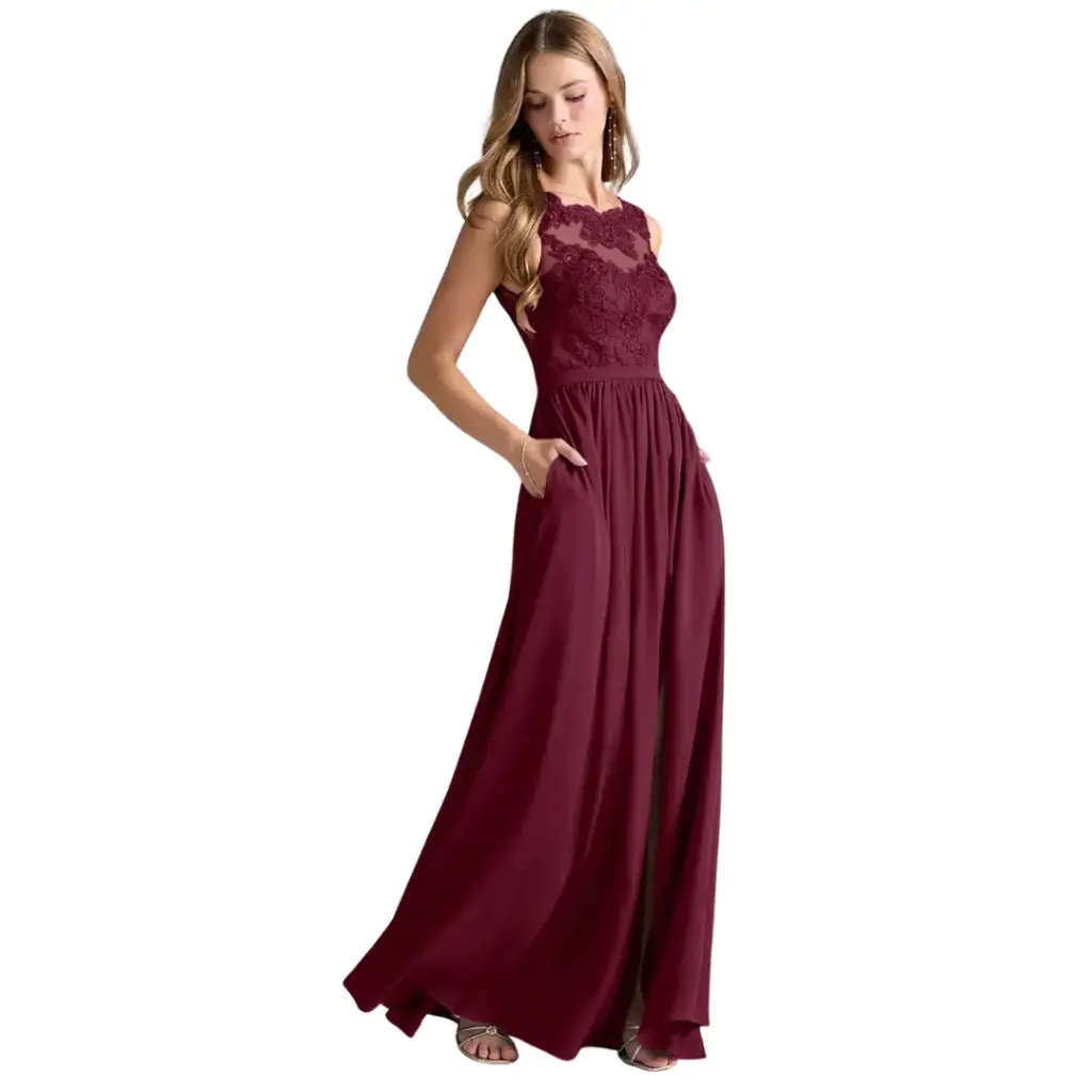 Vestido Azazie C Vino T M