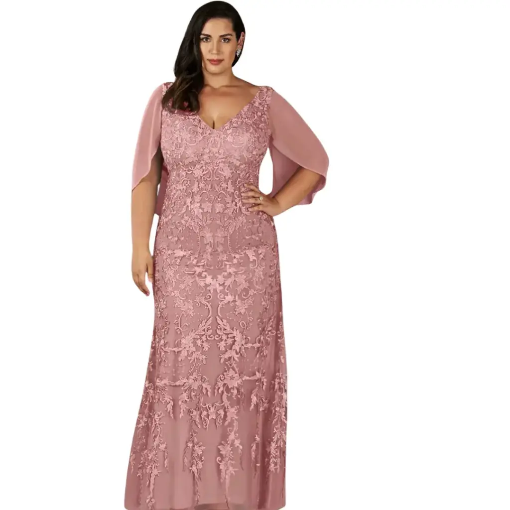 Vestidode encaje Azazie C  Rosa Dusty T 3XL
