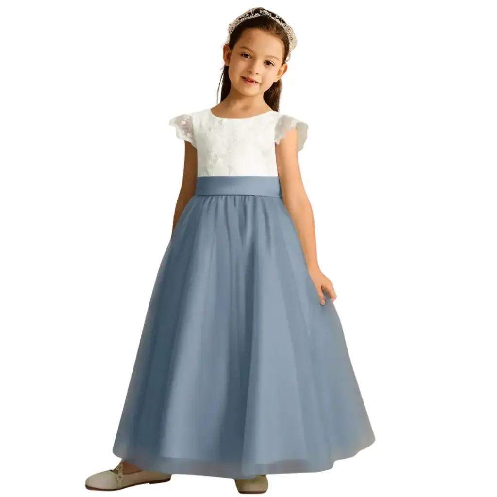 [895872] Vestido Azazie C Azul- Blanco T 12