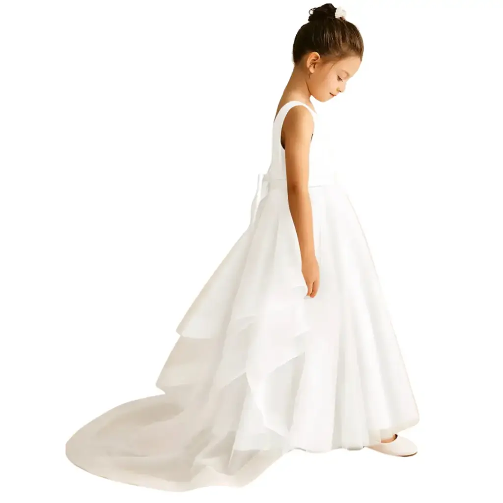 Vestido Azazie  con cola C Blanco T 8