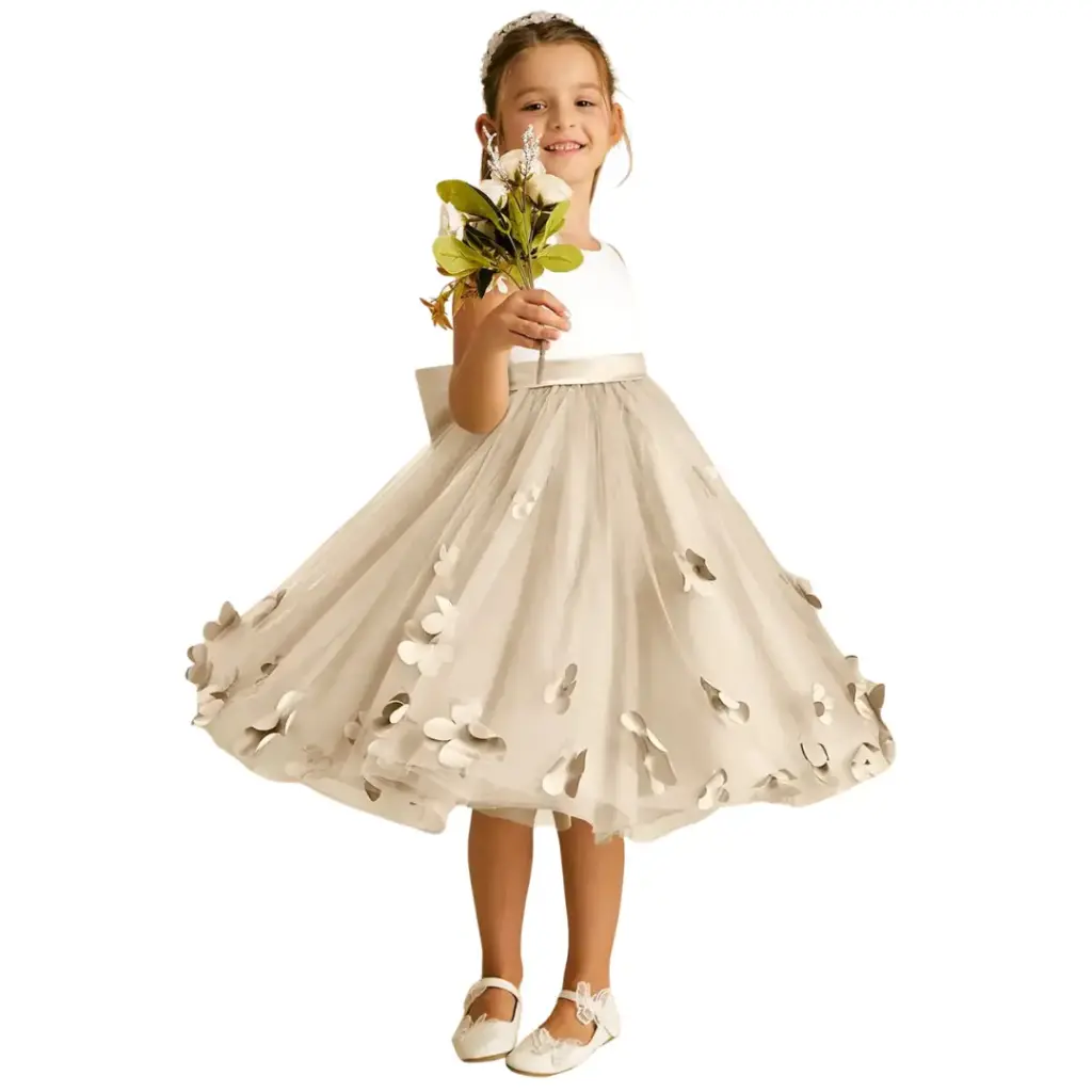 [021489] Vestido Azazie C Beige- blanco T 4