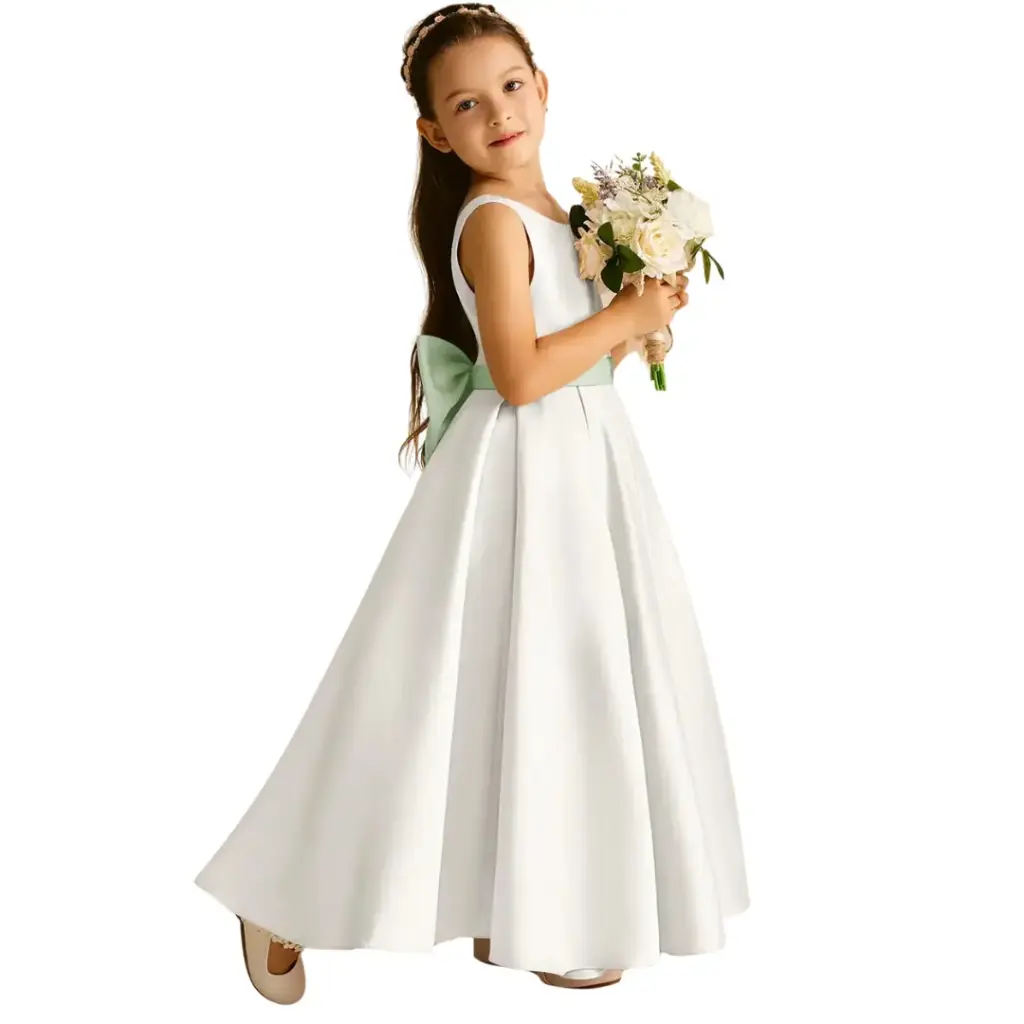 [802399] Vestido Azazie C Blanco - Verde T 7