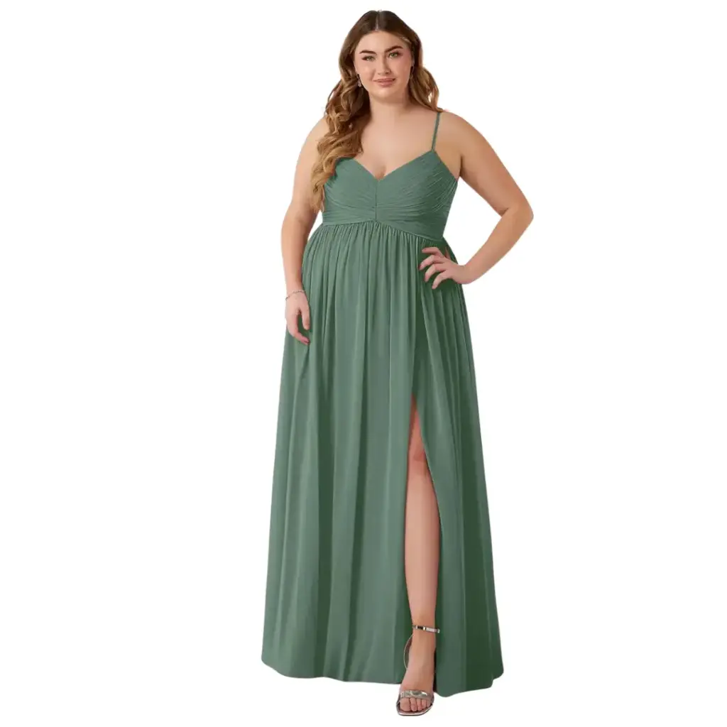 Vestido Azazie C Verde Eucaliptus T L