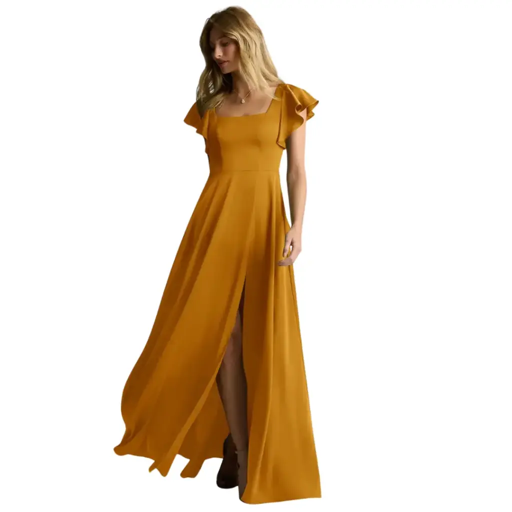 [302476] Vestido Azazie C Mostaza T L