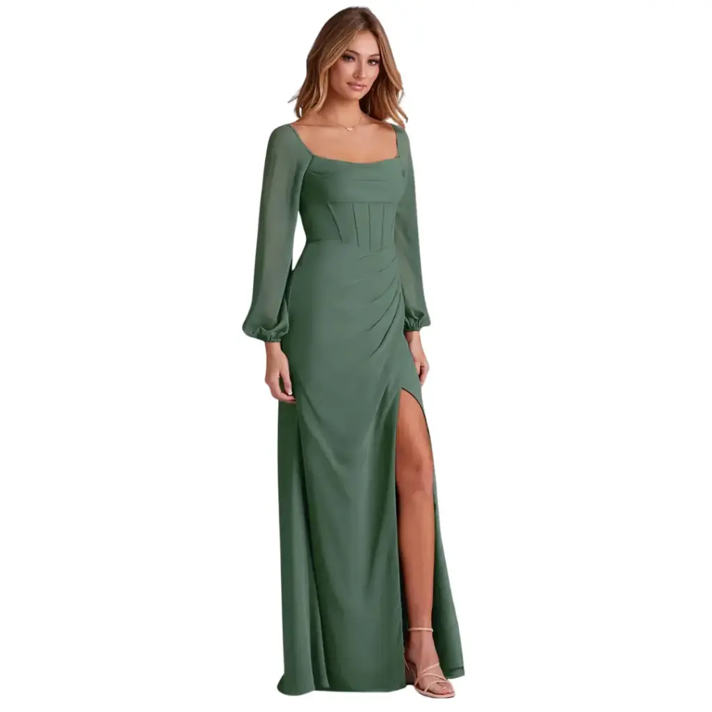 [317229] Vestido Azazie C Verde Eucalipto T XL