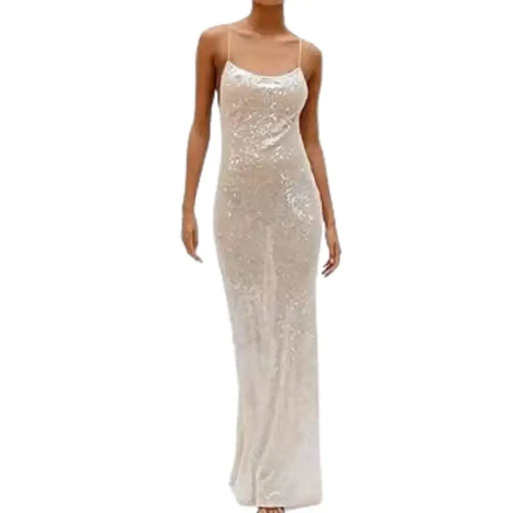 [956644] Vestido de lentejuela A New Day C Beige T L