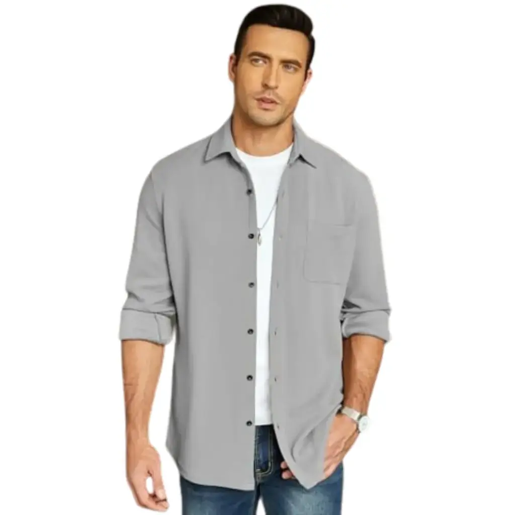 Camisa manga larga Coofandy C Gris T M