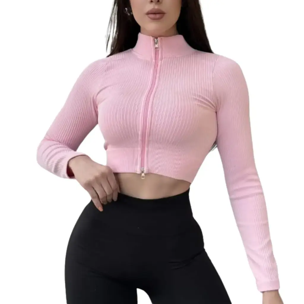 Crop top manga larga Shein C Rosa T S