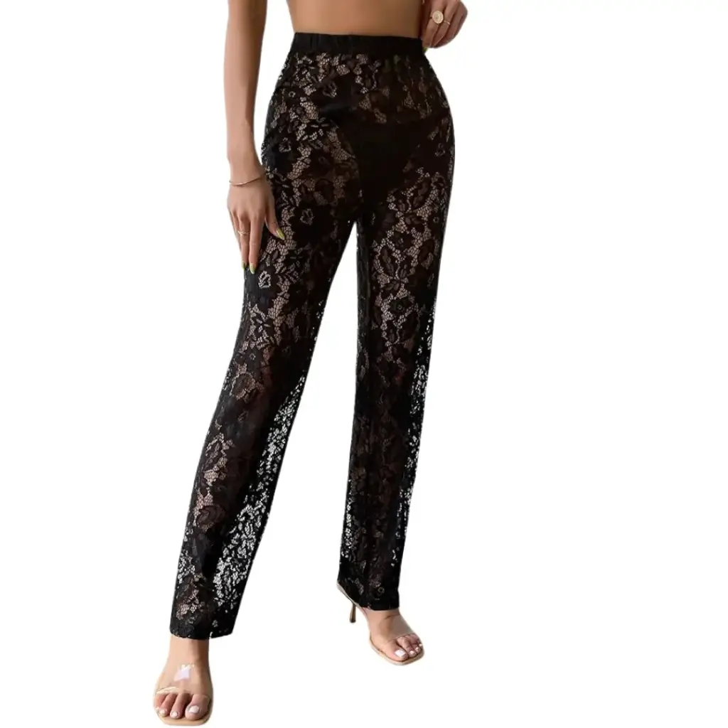 Medias de encaje C Negro T L