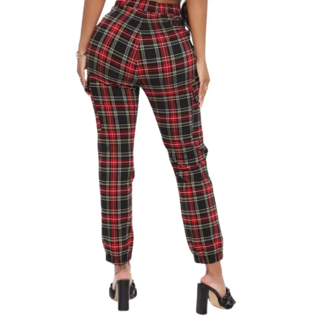 Pantalon Shein C Rojo - negro a cuadros T M