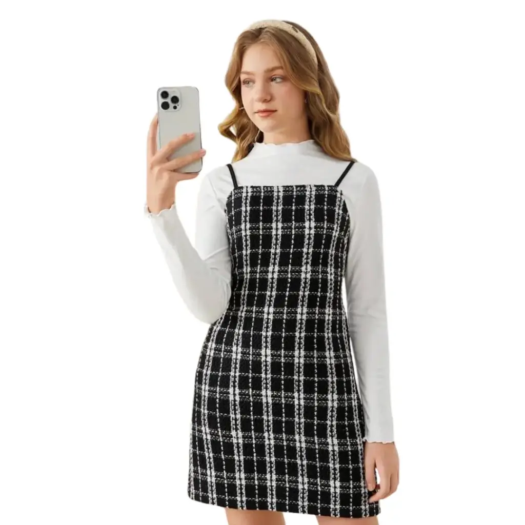 [112634] Vestido  con playera Shein C Negro- Blanco T 15