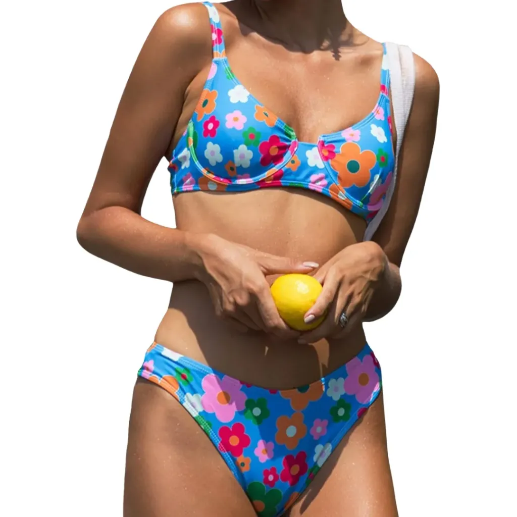 [112716] Traje de baño 2 piezas C azul floral T XS