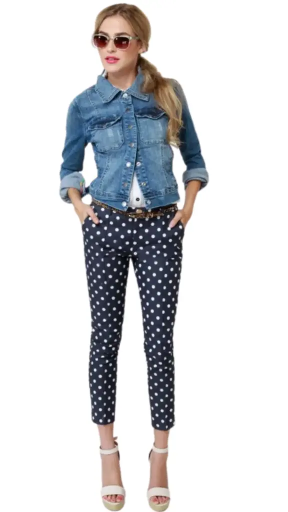 Pantalon Zara C Azul marino bolitas blancas T XL
