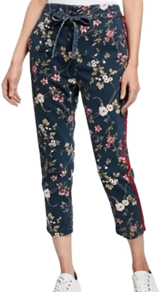  Pantalon Zara C Azul Marino floral T L