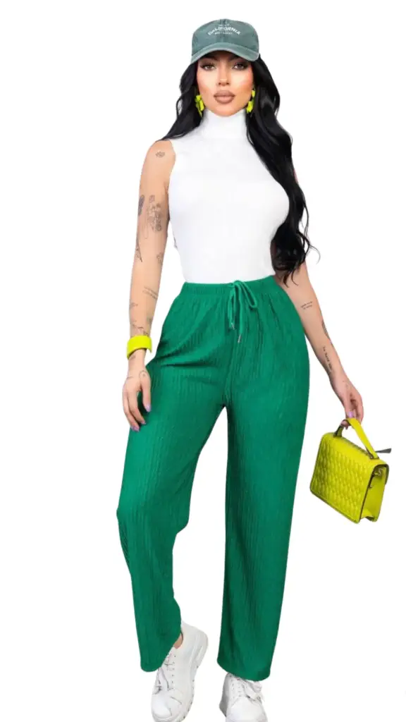 Pantalon Zara C Verde corrugadoT S