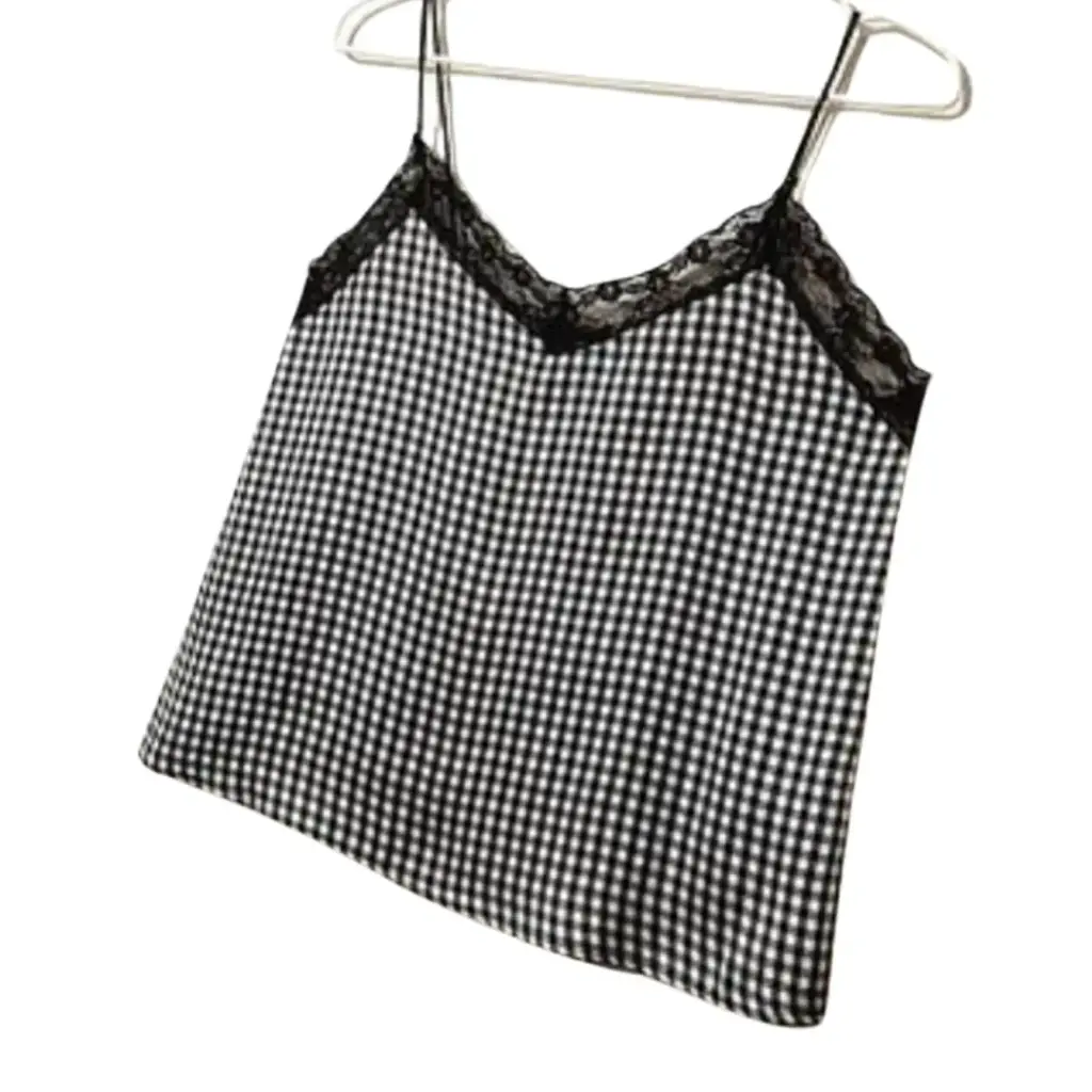 Blusa Zara C Blanco negro cuadros T S