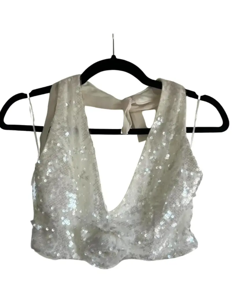 Crop top  Zara C Blanco lentejuelas T L