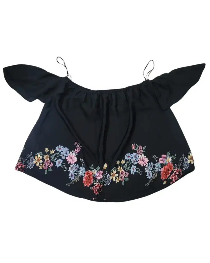 Blusa Zara C Negro con flores T M