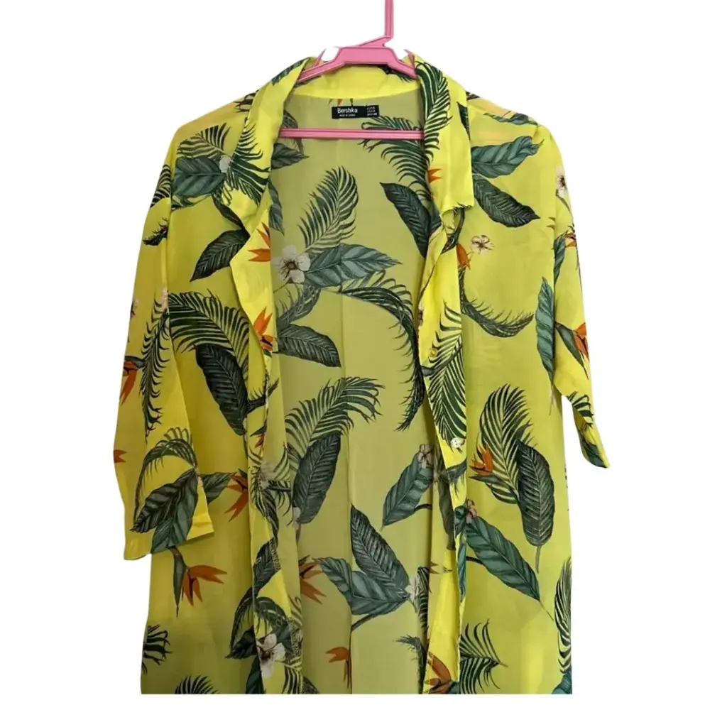 Vestido Zara C Amarillo Hojas T S