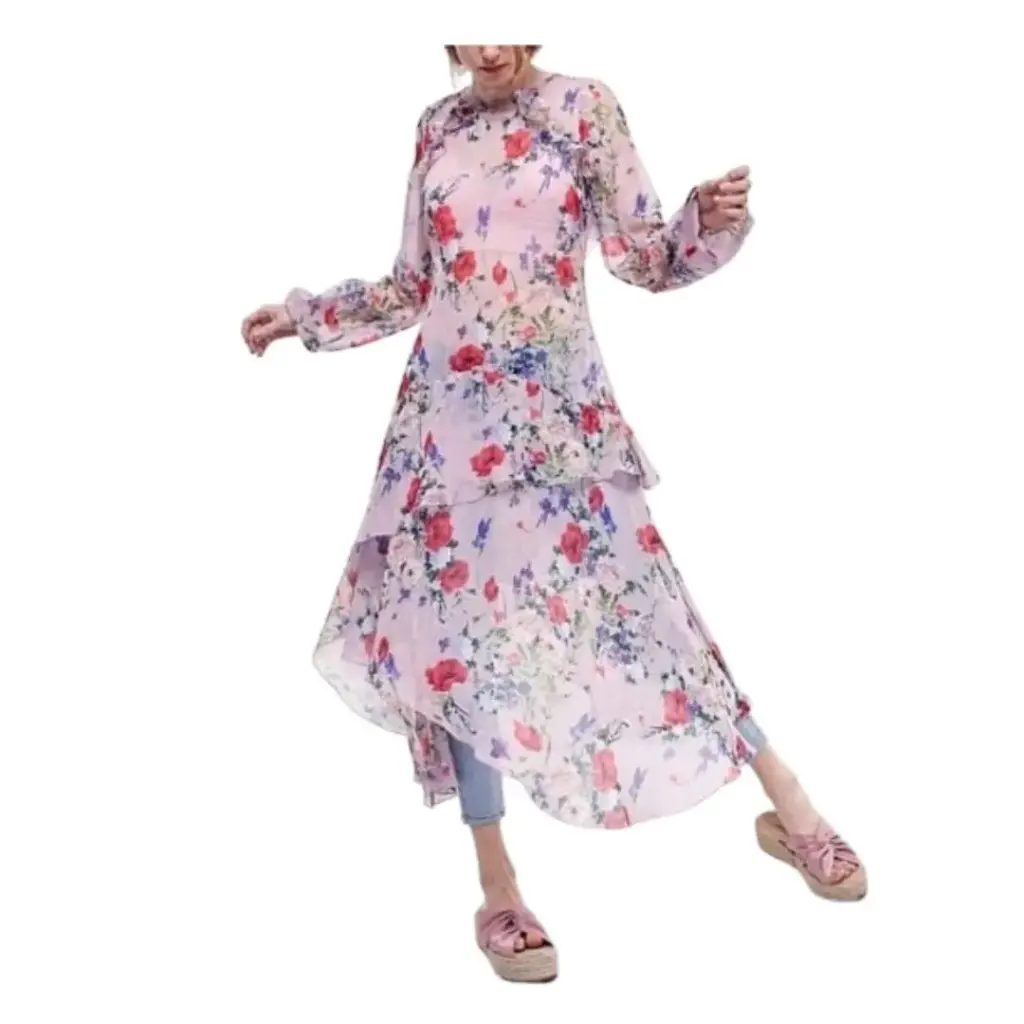 Vestido Zara C Palo de rosa Floral T S