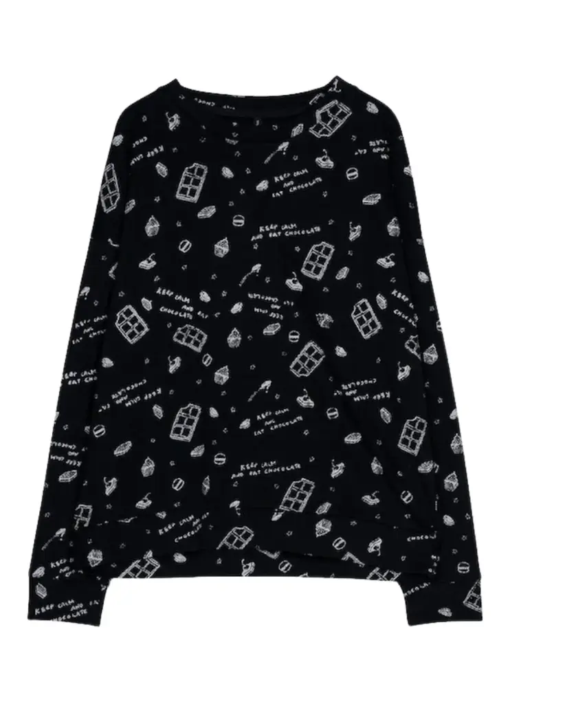 Sudadera Zara C Negro dibujos de pasteles T M