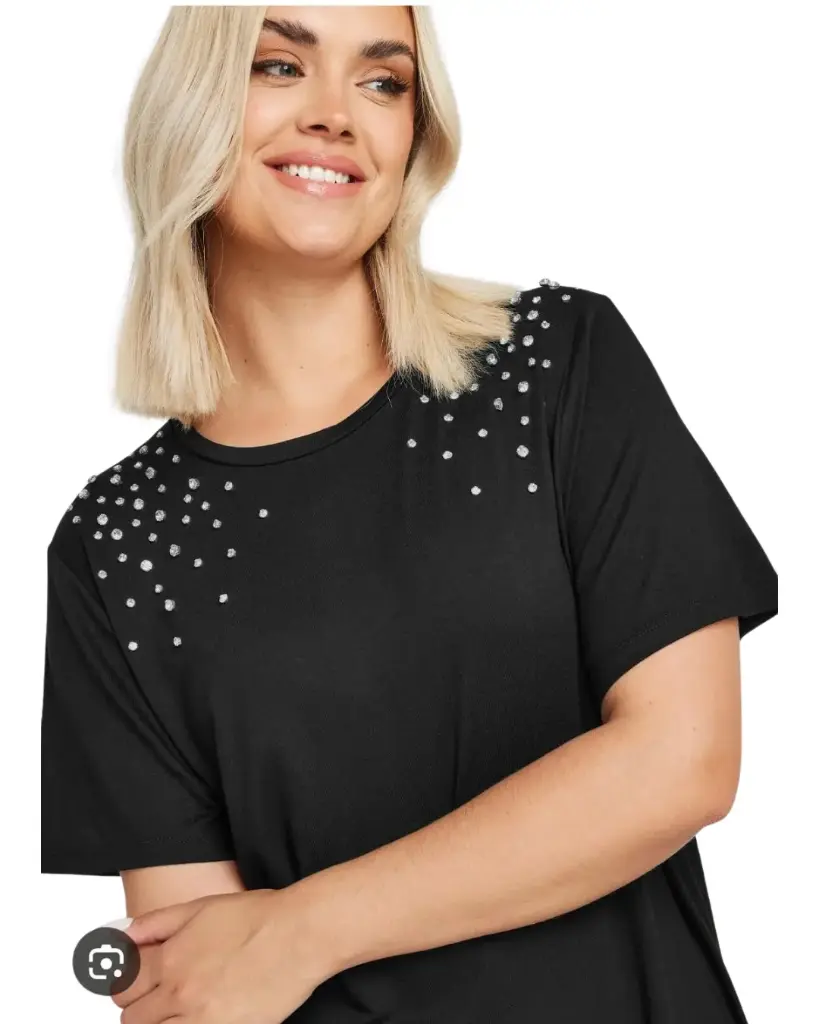Blusa Zara C Negro con perlas T M