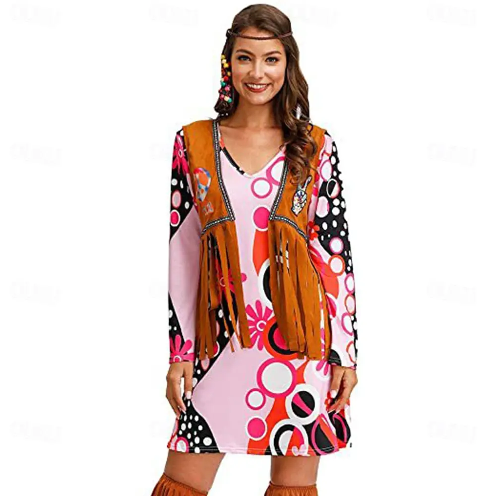 Disfraz de Hipi de los 70 niña