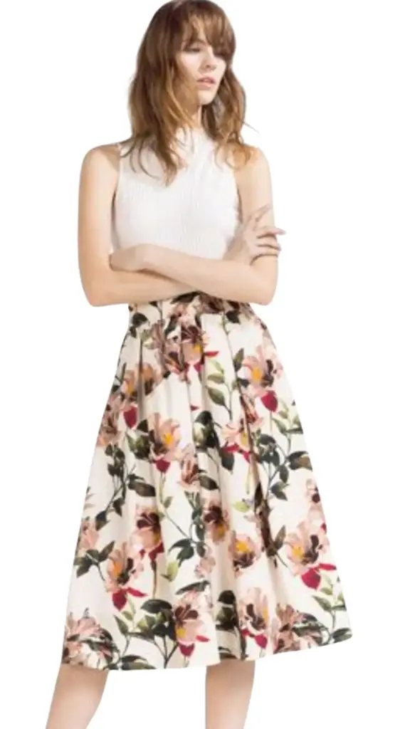 Falda Zara C Beige floral T L