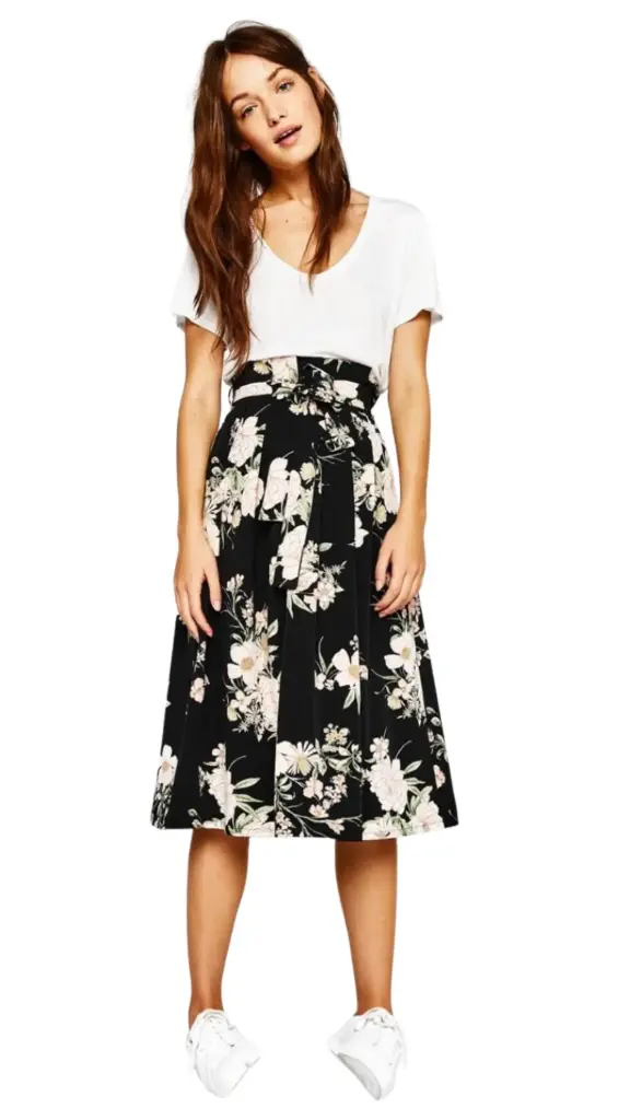 Falda Zara C Negro Floral T S