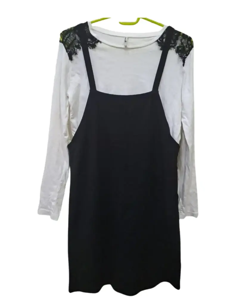 Vestido Zara C Negro - Blanco T L