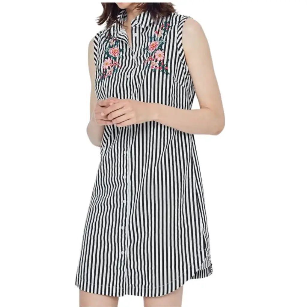 Vestido Zara C Negro - Blanco T L