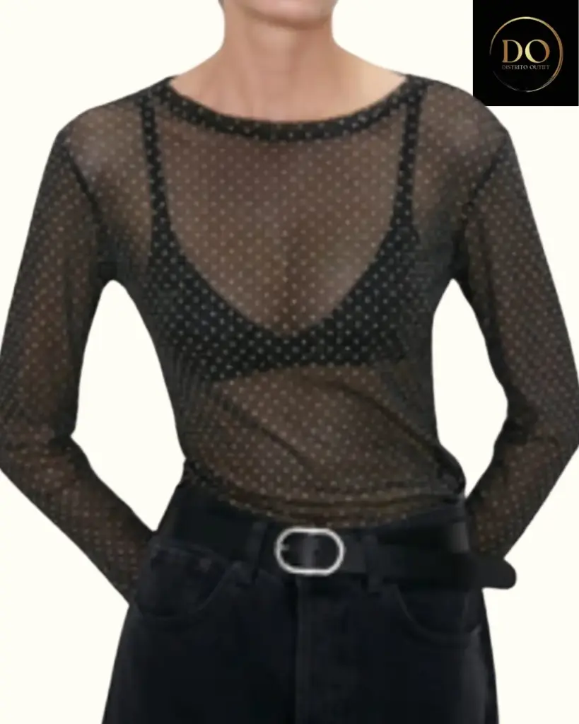 Blusa Zara C Negro con puntos dorados T S