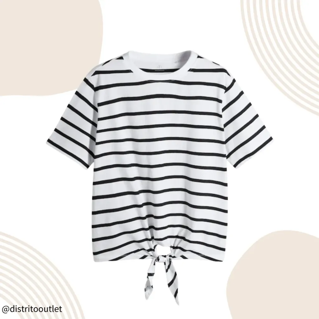 Playera Zara C Blanco rayas azul marino T S